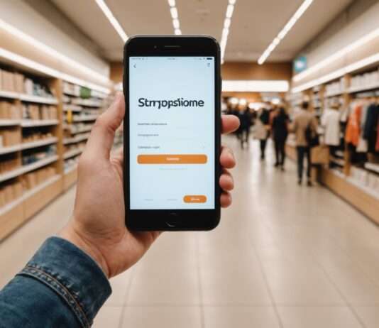 Webrooming : comment les Français recherchent en ligne avant d’acheter en magasin Personne comparant un produit sur son smartphone dans une allée de magasin
