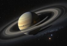 Opposition de Saturne : comment observer ses anneaux avant qu’ils ne se referment Illustration generee par IA de Saturne et ses anneaux dans le ciel etoile