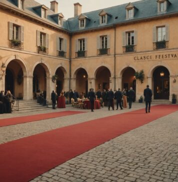 Festival Lumière : Lyon consacre les frères Coen et réinvente son village de cinéma Ambiance de festival de cinéma patrimonial avec bobines de film et tapis rouge