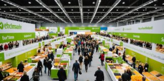 SIAL Paris : le grand salon mondial de l’alimentation s’installe à Villepinte Allée d'un salon professionnel de l'alimentation avec stands d'exposition