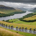 Tour de France : pourquoi le Grand Départ 2027 s’élance d’Écosse Illustration generee par IA d'un peloton cycliste traversant les Highlands ecossais, ne represente pas le Tour de France reel