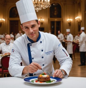 Meilleur Ouvrier de France : deux femmes sacrées, un fils succède à son père Chef cuisinier recevant une distinction culinaire lors d'une cérémonie élégante