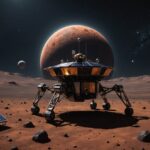 Phobos : une mission spatiale inédite part percer le mystère de la lune de Mars Illustration générée par IA d'une sonde spatiale s'approchant de Phobos, lune de Mars, ne représente pas le matériel réel
