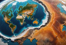 Réchauffement climatique : pourquoi la trajectoire mondiale s’aggrave encore Illustration generee par IA, ne represente pas une photo reelle, symbolisant le rechauffement climatique mondial