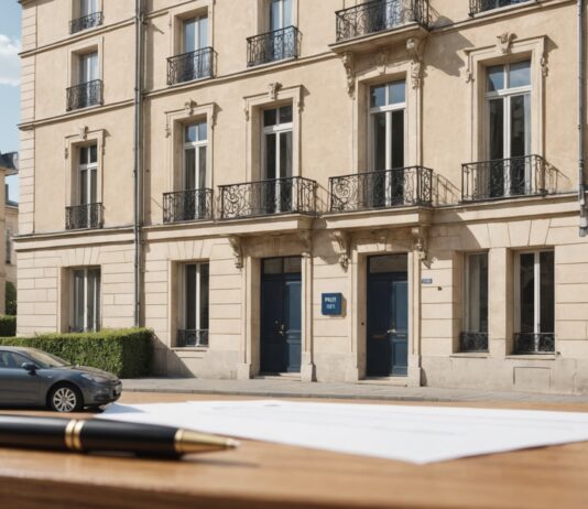 Bail de location : la clause qui change tout pour propriétaires et locataires Illustration générée par IA d'un immeuble résidentiel et d'un contrat de bail de location