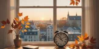 Changement d’heure : une date précoce, un débat européen toujours bloqué Illustration d'une horloge posée sur un rebord de fenêtre à l'aube, symbole du passage à l'heure d'hiver