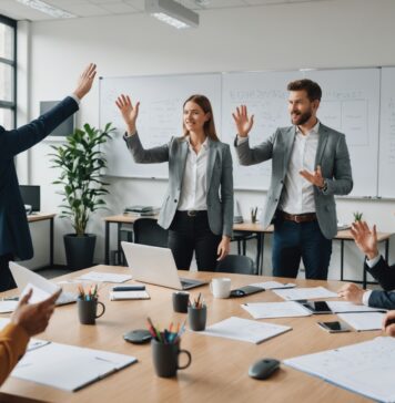 Loud working : la tendance qui succède au quiet quitting au bureau Open space de bureau avec des salariés rendant leur travail visible en réunion