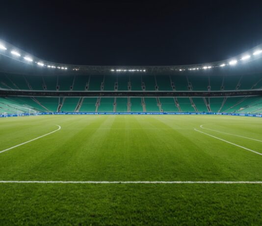Zidane sélectionneur : un début à domicile en demi-teinte contre l’Italie Stade de football illuminé de nuit, illustration generee par IA