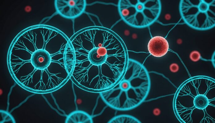 Illustration générée par IA d'un laboratoire de biotechnologie représentant le rajeunissement cellulaire